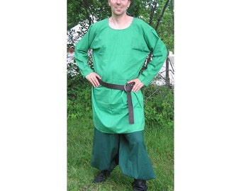 Cotton Medieval Long Sleeve Tunic. SCA LARP Rennaissance