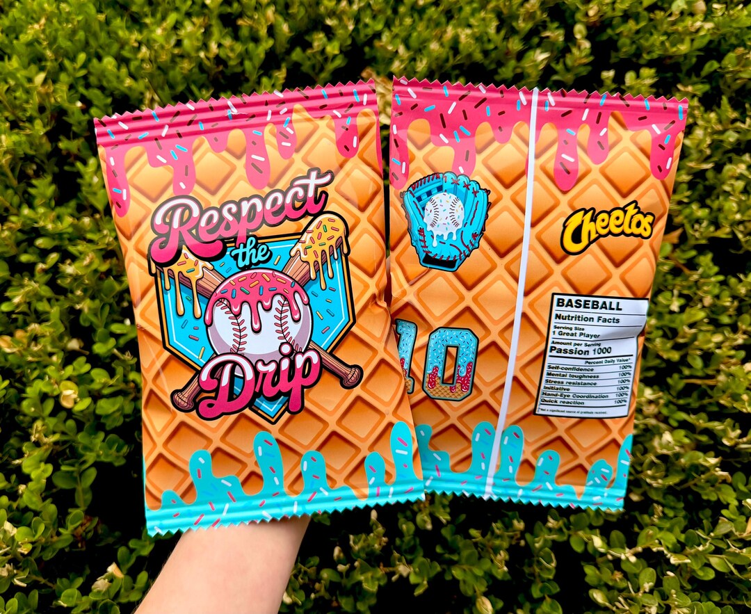 Baseball Ice Cream Drip Chip Bags - Respect the Drip - Etsy