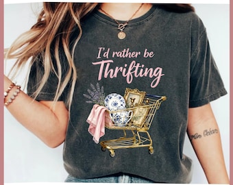 I’d Rather Be Thrifting PNG: Vintage Aesthetic Thrift Quote png Retro Shopping Decor PNG (Digital Download)