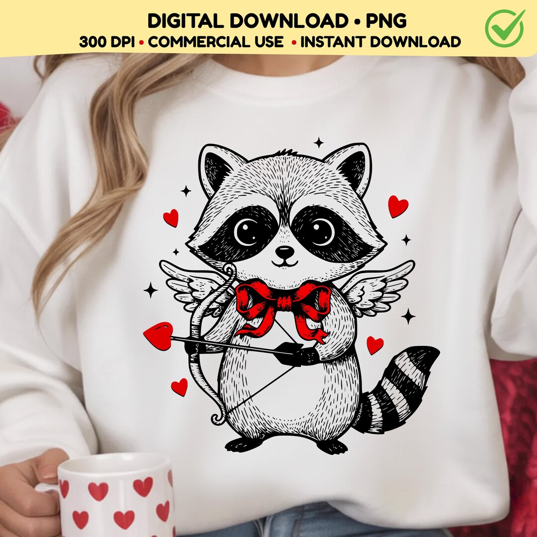 Cupid Raccoon Adorable Raccoon Cupid Valentine PNG: Cute Love Animal Clipart Png ...