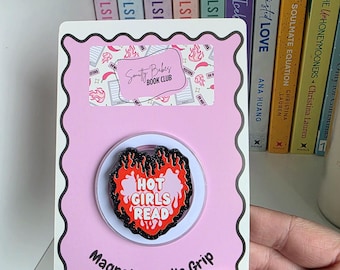 Hot Girls Read Magnetic Kindle Grip | Bookish Kindle Accessory | Cute E-Reader Grip | Kindle Case Compatible | Gift for Book Lovers