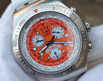 Swatch Irony Chrono GET FLY Arancione Rare Orange Dial Large 47mm Case YOS415G