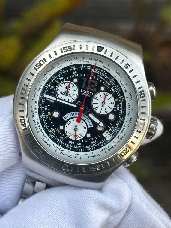 Swatch Irony Chrono GET FLY Arancione Rare Panda Dial Large 47mm Swatch Irony Chrono GET FLY Arancione Rare Panda Dial Large 47mm