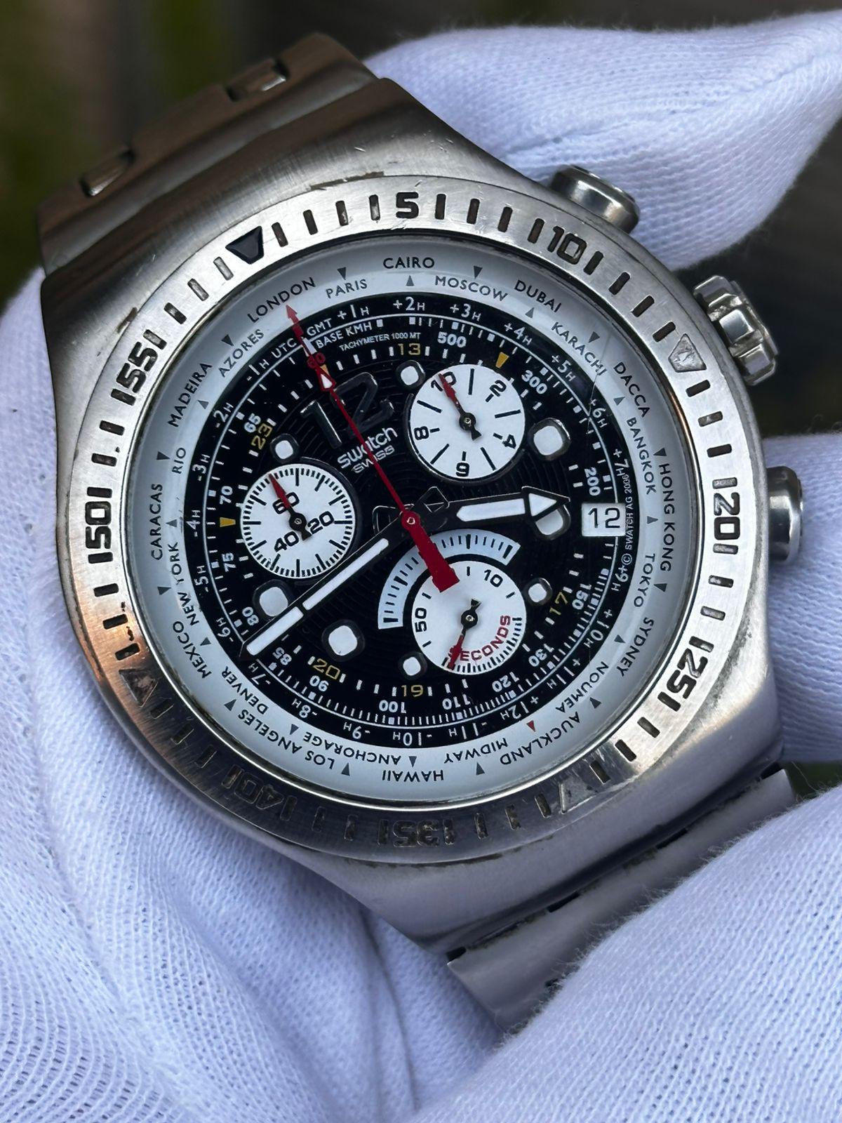 Swatch Irony Chrono GET FLY Arancione Rare Panda Dial Large 47mm