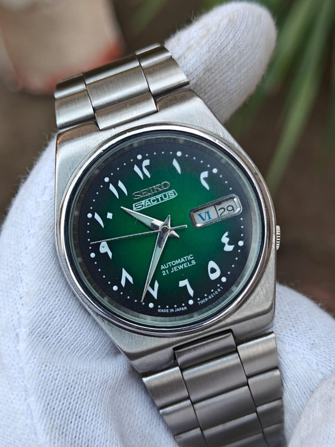 希少【SEIKO 5ACTUS 】　ブルーグリーン　ビンテージ　腕時計 Vintage Seiko 5 Actus Automatic 21J Sunburst Green Dial Arabic