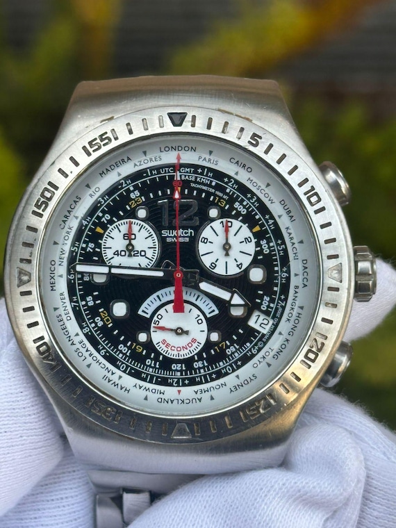 Swatch Irony Chrono GET FLY Arancione Rare Panda Dial Large 47mm