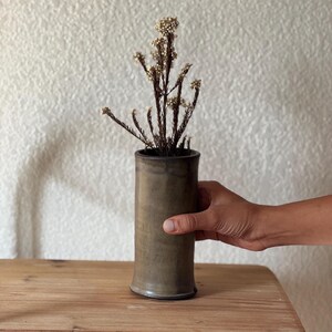 Ceramic Vessel: Handmade Wheel-Thrown Iron-Rich Clay, Satin-Matte Lichen Green Glaze