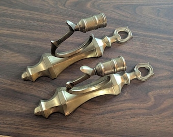 Vintage Solid Brass Wall Sconce Pair - Wall Mounted Candle Holder