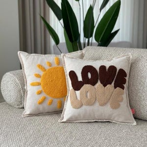 Ensemble de taies d'oreiller fabriquées à la main LOVE & SUN (2 pcs) Thème de l'automne
