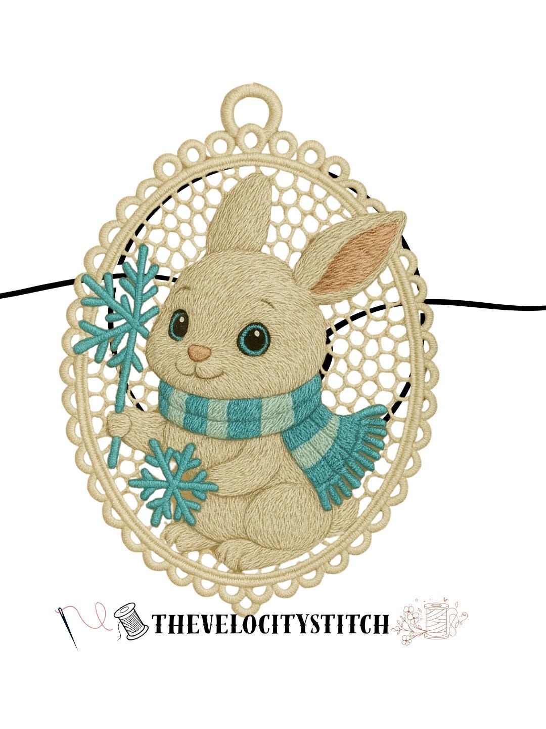 FSL Lace Rabbit Ornament – Holiday Machine Embroidery Design – Instant ...