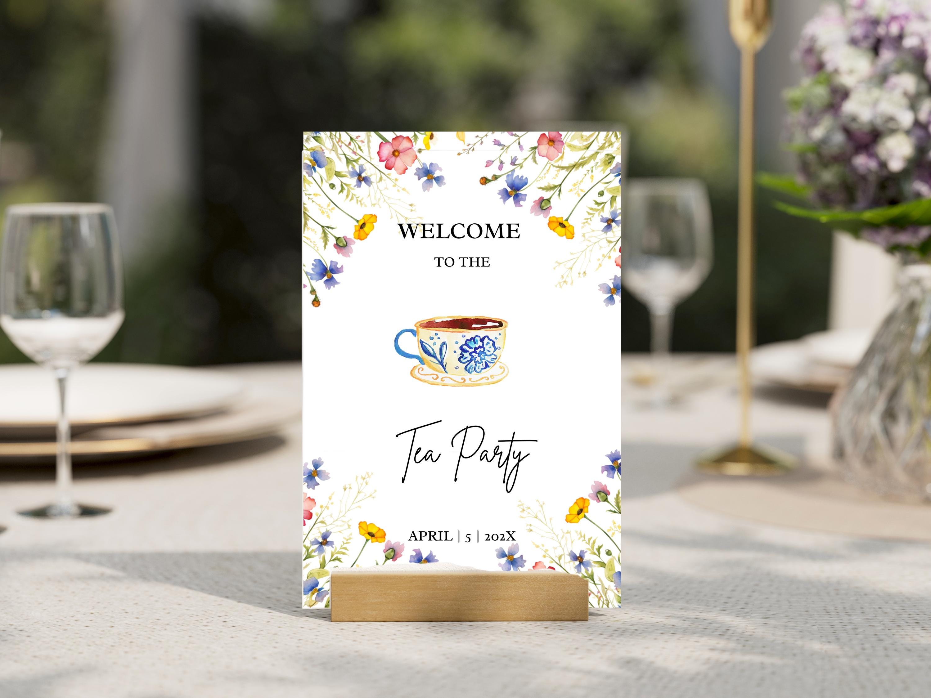 Tea Party Welcome Sign Template | Floral Tea Party Sign Printable ...