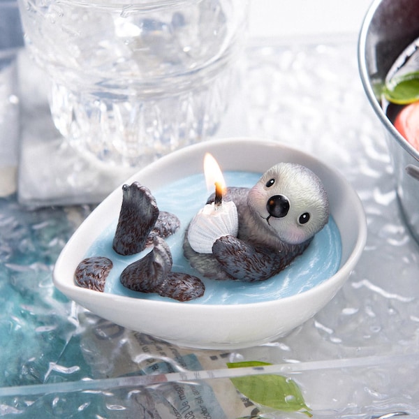 Sea Otter Candle, Cute Animal Candle Otter Unique Gifts, Realistic Decorative Whimsical Candle,  Novelty Candle Gift for Otter Lovers Kids