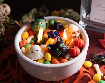 Halloween Wax Melts, Autumn Candle Halloween Decor, Holiday Novelty Spooky Candle Wax, Unscented Wax Melts Pumpkin Skull Ghost Bat Cat Shape