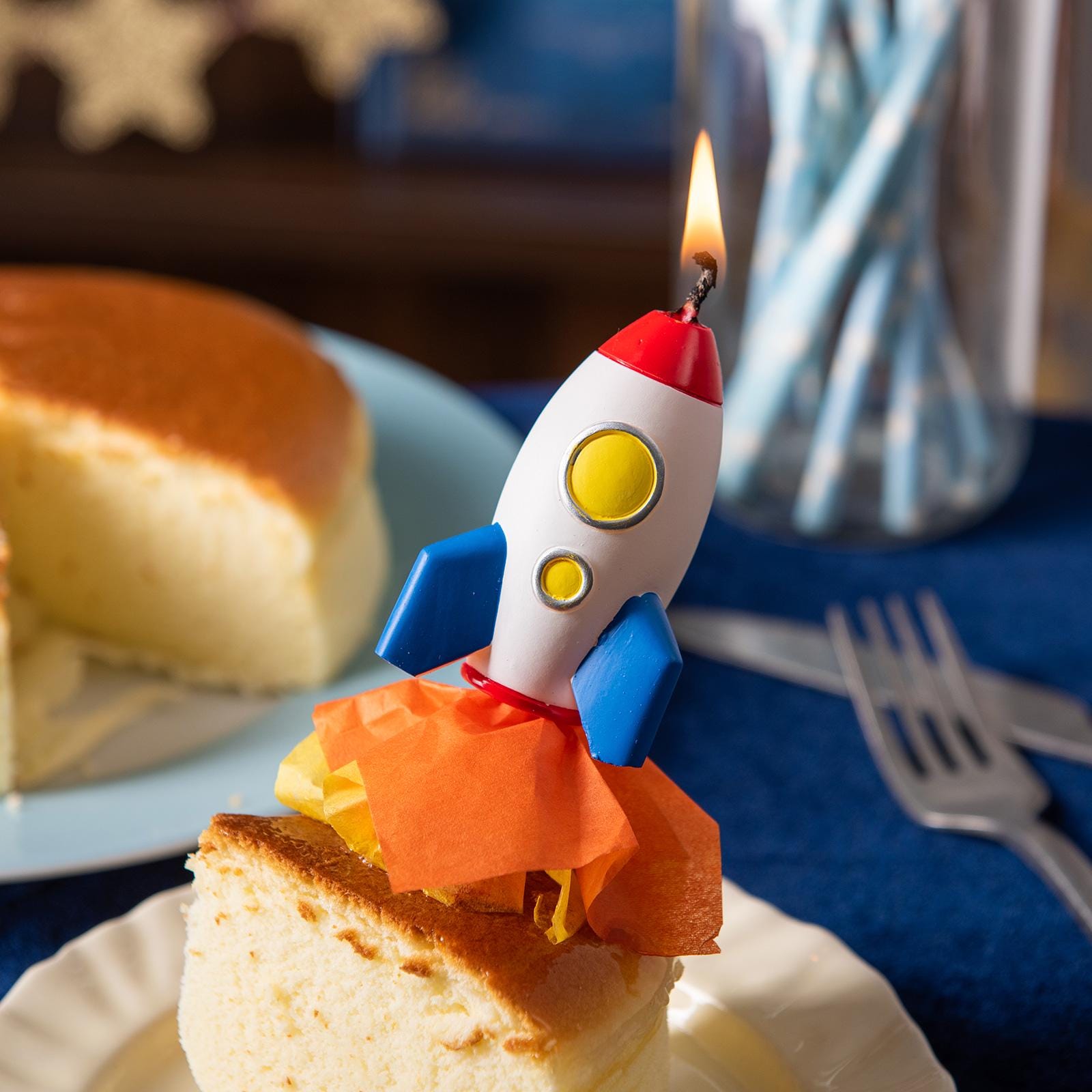 Space Birthday Cake Candle Set, Astronaut and Rocket Cake Topper