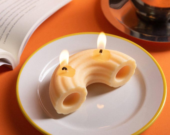 Rigatoni Pasta Candle, Fun Realistic Unique Food Candle Gifts, Italian Pasta Decor Candle, Holiday Novelty Mac and Cheese Food Candle Gifts