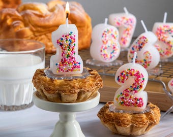 Sprinkles Candy Number Candle, Birthday Cake Topper Decor Cute Number Candle, Birthday Party Favors Number Candle Gift, Kids Party Toppers