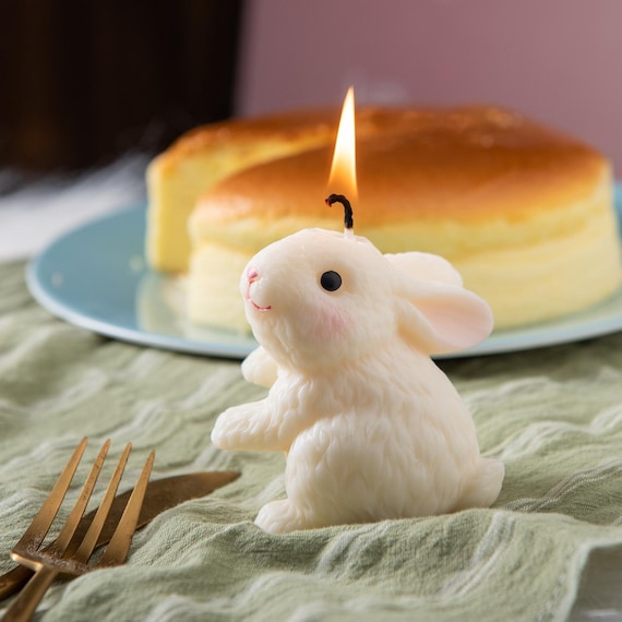 Blushing Bunny Candle, Cute Animal Rabbit Candle for Birthday Baby