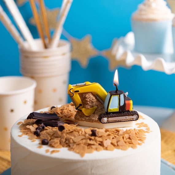 Toy Excavator Candle, Construction Toy Birthday Candle Cake Topper for Boy Girl, Fun Birthday Cake Topper Toy Themed Party Favor Unique Gift