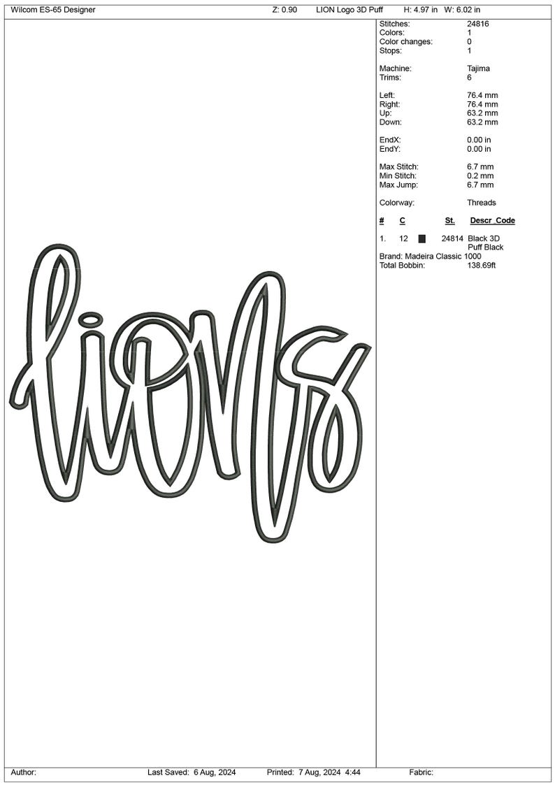 Script Puff Print Script Puff Embroidery Design | 3D Foam Text | Machine Embroidery File ...