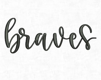 Braves Script 3D Puff Embroidery Design | Cap Logo File (Instant Download)