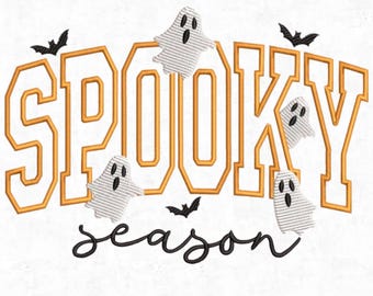 Spooky Season Embroidery Design – Halloween Ghost – Fall Applique Style – Digital Download PES DST