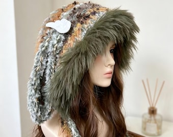 Y2K Bunny Ear Cosplay Hat,Personalized Rabbit Wings,Fairycore Fuzzy Ushanka,Cosplay Furry Beanie,Gorpcore Aesthetic Retro Winter Trapper