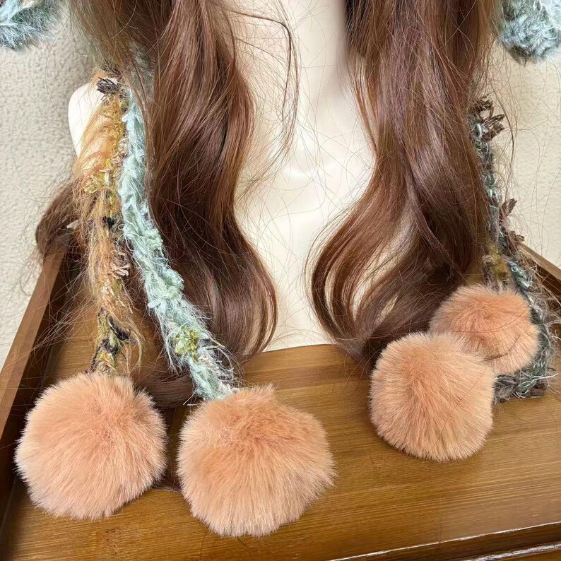 Y2K Bunny Ear Cosplay Hat,Personalized Rabbit Wings,Fairycore Fuzzy Ushanka,Cosplay Furry Beanie,Gorpcore Aesthetic Retro Winter Trapper image 6