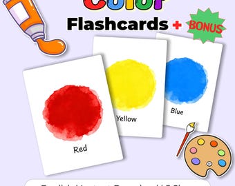 Farbe Karteikarten für Kinder, 18 Farben, druckbare Vorschul Lernkarten, Montessori Kleinkind Lernkarten, Klassenzimmer Dekor, 5 Größen inklusive
