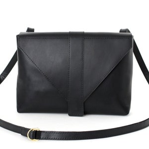 Crossbody Envelope Bag Black Leather, satchel bag, box bag, envelope purse, messenger bag, shoulder bag, leather purse