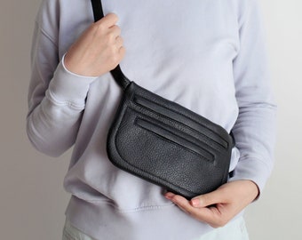 Fanny Pack Black, Double Zipper Belt Bag, Hip Bag, Hip Pouch, Travel Bag, Crossbody Purse