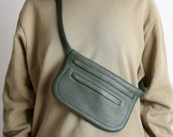 Fanny Pack Loden Green, Double Zipper Belt Bag, Hip Bag, Hip Pouch, Travel Bag, Crossbody Purse