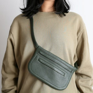 Fanny Pack Loden Green, Double Zipper Belt Bag, Hip Bag, Hip Pouch, Travel Bag, Crossbody Purse