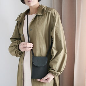 Minitasche echt Leder Schwarz, Smartphonetasche, Handytasche, Reisetasche
