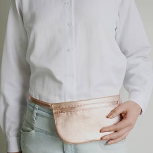 Flache Gürteltasche echt Leder Kupferrose, pequeno Hüfttasche mit Gürtel