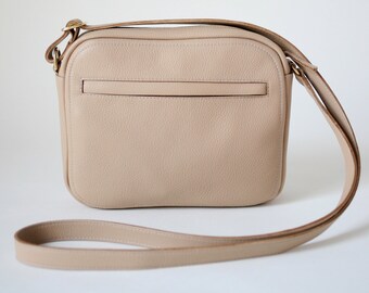 Crossbody Zip Bag M Cappuccino Leather, leather purse, shoulder bag, cross body purse, handbag