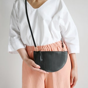 Mini bolso de mano de media luna negro, bolso de cuero, bolso de noche, bolso de novia