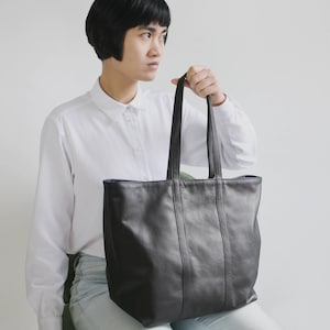 Leather Shopper Black, Leather Tote, Big Shoulder Bag, Tote Bag, Oversized tote