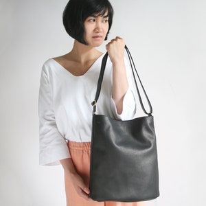 Bucket Bag echt Leder Schwarz , Lederbeutel, Schultertasche, Ledershopper