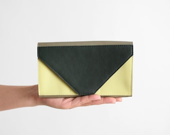 Clutch Wallet Tricolor (last one), Leather Clutch, Secretary Wallet, Big Leather Wallet