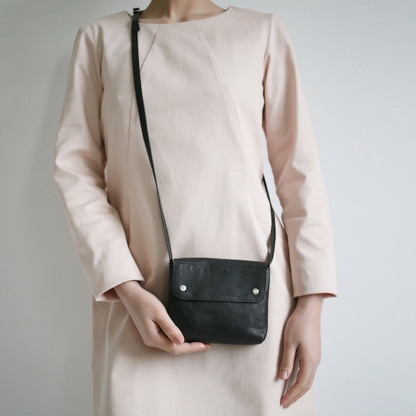 Black Mini Crossbody Purse, small leather purse, evening bag, black cross body bag