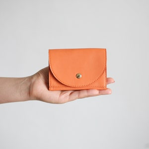 Small Wallet Tangerine, flat womens wallet, small leather purse, mens wallet Tangerine