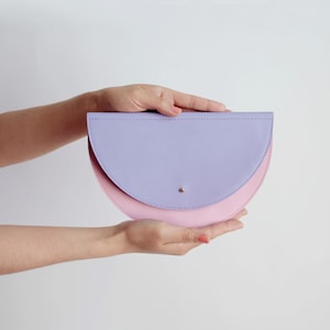 Foldover Halbmondtasche echt Leder 3TON, Clutch, Wristlet, Handtasche