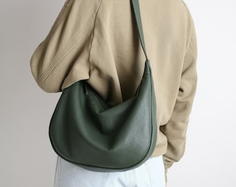 Bolso de mano mediano Loden Green, bolso de hombro de piel, bandolera, bolso de mano