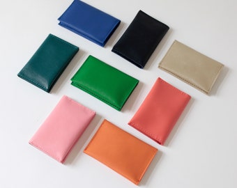 Mini billetera de cuero plegable disponible en 9 colores, tarjetero, estuche para tarjetas