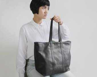 Leather Shopper Black, Leather Tote, Big Shoulder Bag, Tote Bag, Oversized tote