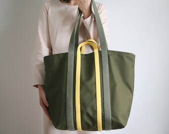 BIG Canvas Shopper Organic Cotton with double Twin Top Handels, tote bag, shoulder bag, beach bag, cotton shopper