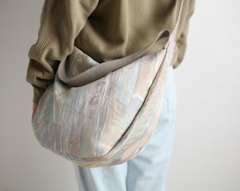 Upcycling Shoulder Bag Pouch, 90s curtain fabric pastel shades
