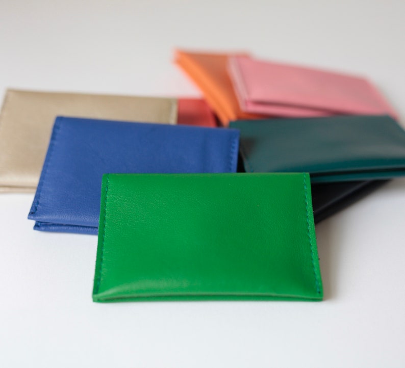 Bifold Mini Leather Wallet available in 9 colors, cardholder, card case image 4