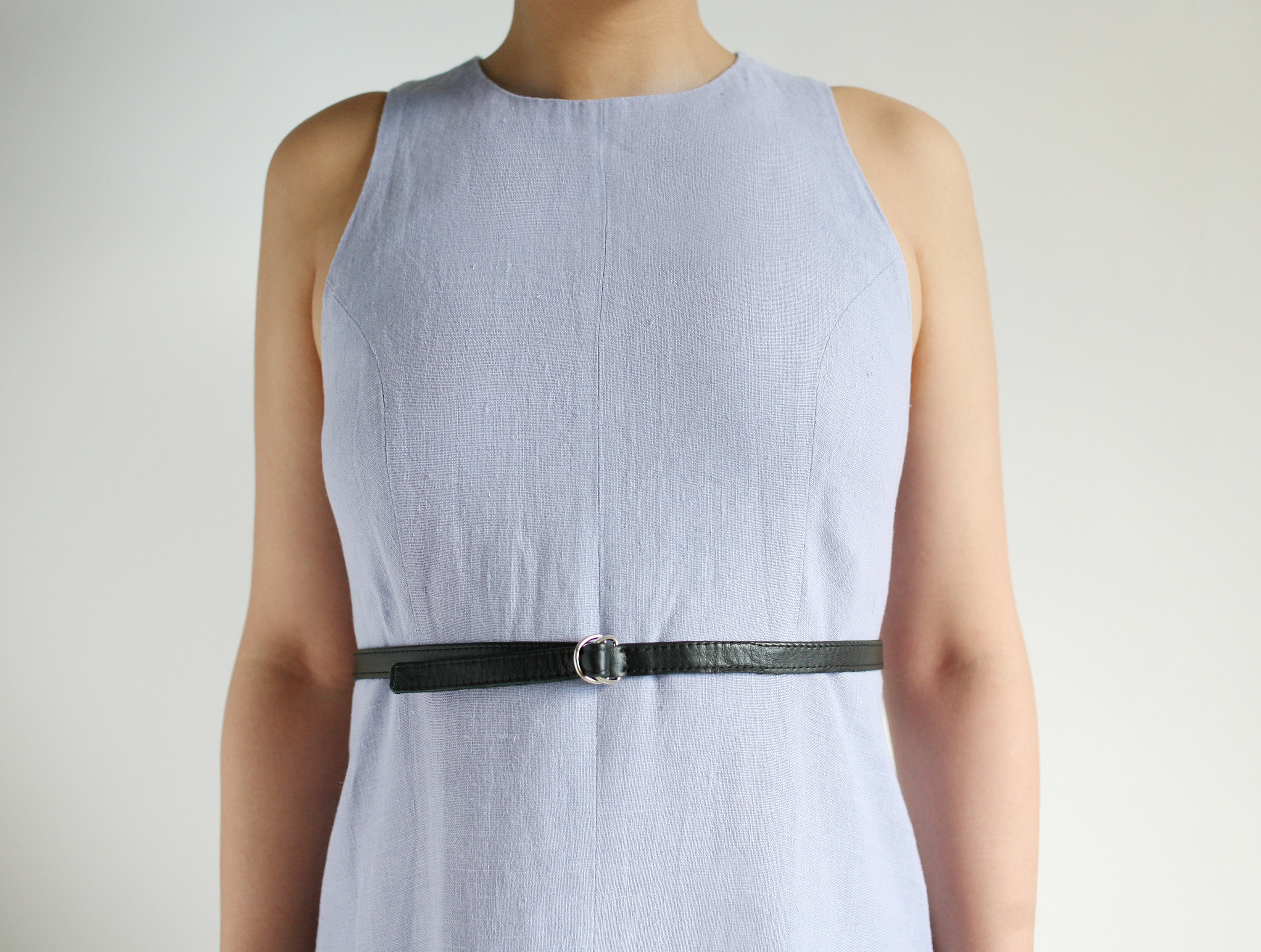 Slim leather belt black, minimalistic belt available in different colors