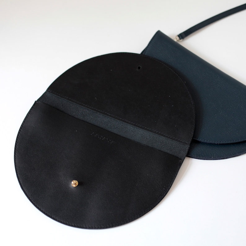 Foldover bag black leather, Wristlet Clutch, Clutch bag, Bridal bag, Leather clutch, Evening bag, Leather purse 画像 2